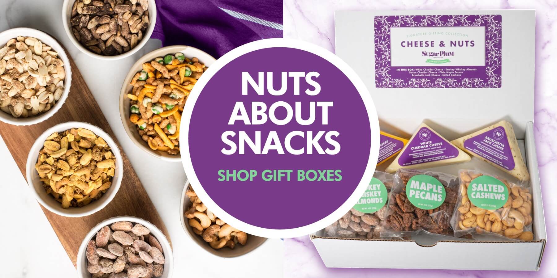 Nuts about snacks. Shop gift boxes.