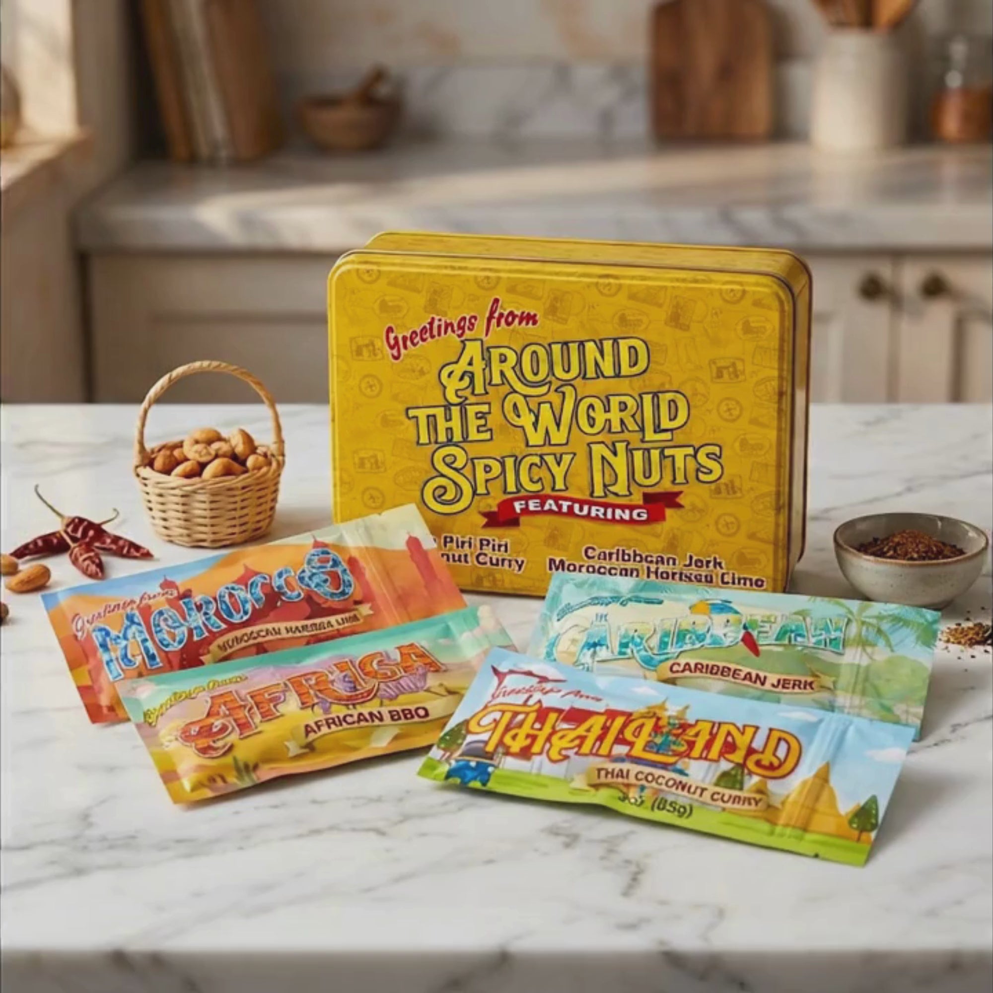 Load video: Around the World Spicy Nut Tin Video