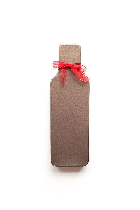 A Wine Bottle-Shaped Box of Sugar Plum's Chocolate Truffle with Red Ribbon