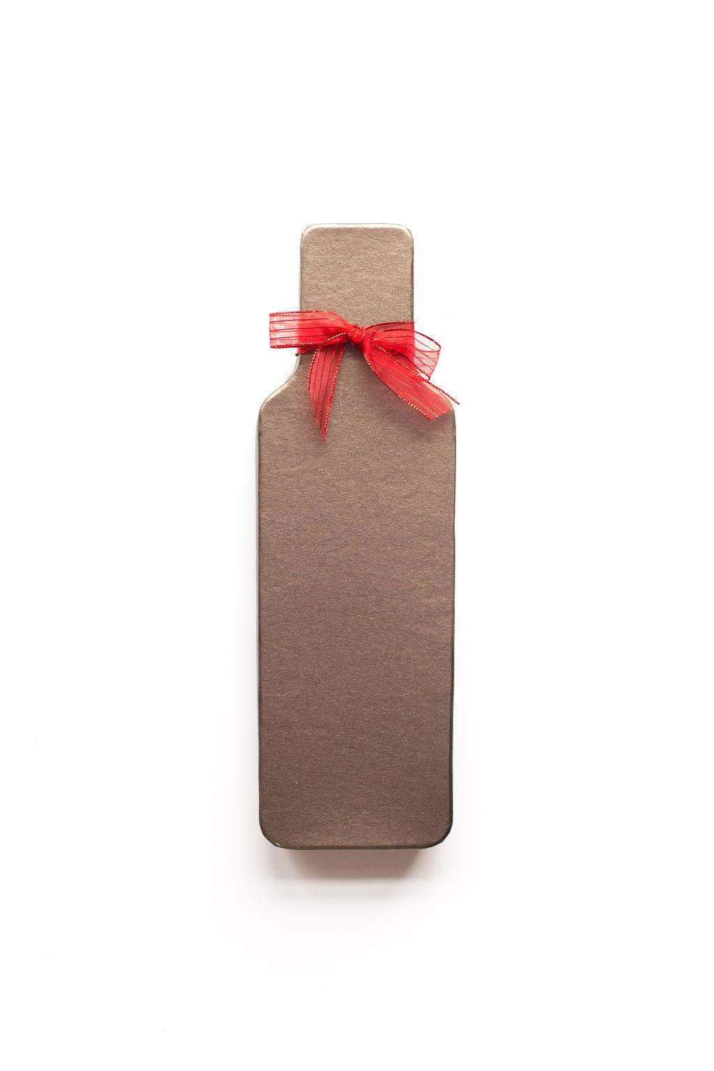 A Wine Bottle-Shaped Box of Sugar Plum&#39;s Chocolate Truffle with Red Ribbon