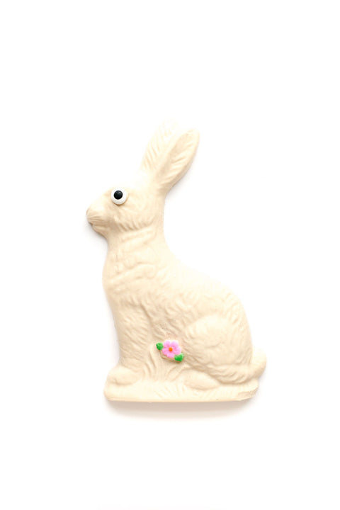 White Chocolate Easter Bunny with Small Pink Flower