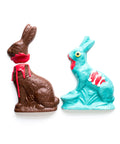Handcrafted limited edition chocolate zombie bunny and victim set for Halloween or Easter candy gift.