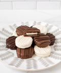 Chocolate-Covered Sandwich Cookies - Box of 12 - Sugar Plum Chocolates with assorted chocolate.