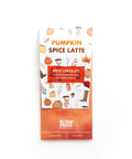 Pumpkin Spice Latte White Chocolate Bar with autumn-themed packaging featuring pumpkins and fall leaves.
