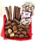 Top view chocolate gift tray with 6 of Sugar Plum's favorite delectable delights!