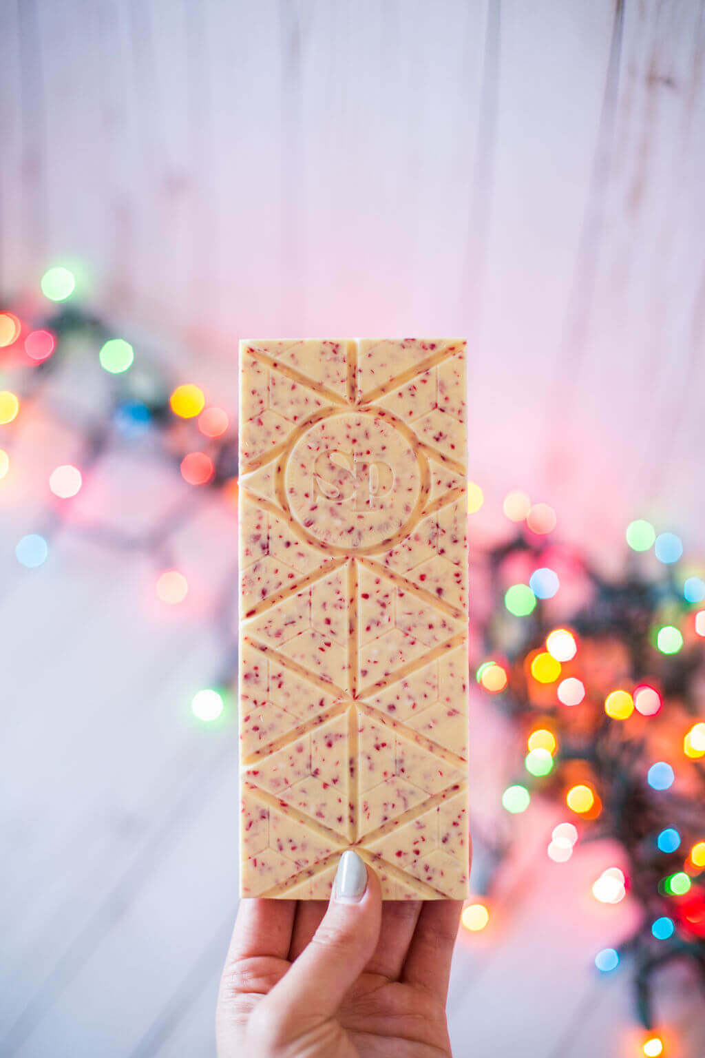Holiday sugar plum Candy Cane Chocolate Bar photo