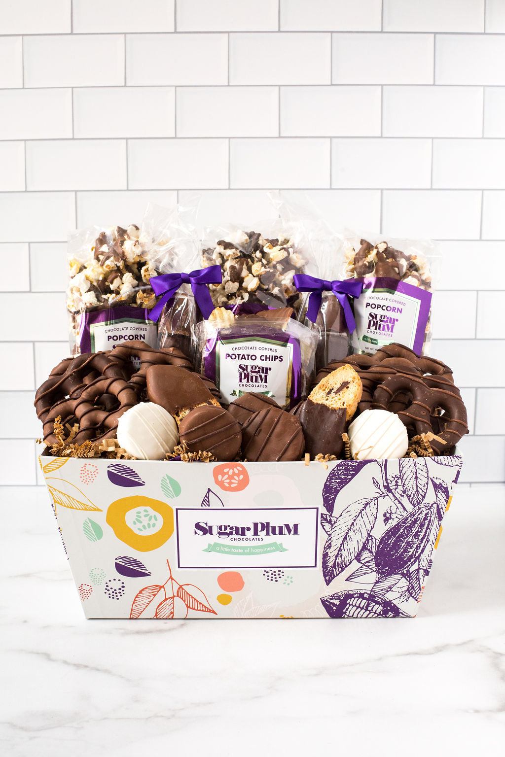 Gourmet Chocolate Gift Basket with Assorted Milk, Dark, and White Chocolate Treats by Sugar Plum, Perfect for Special Occasions