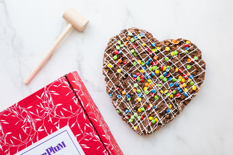 Chocolate Heart Pizza and Wooden Smash Mallet photo