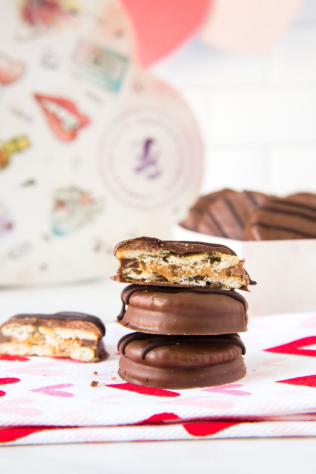 Valentine’s Day Milk Chocolate filled with Peanut Butter Cracker Cookies. 