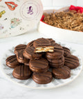 A 20 Pieces Milk Chocolate filled with Peanut Butter Cookies on a plate.