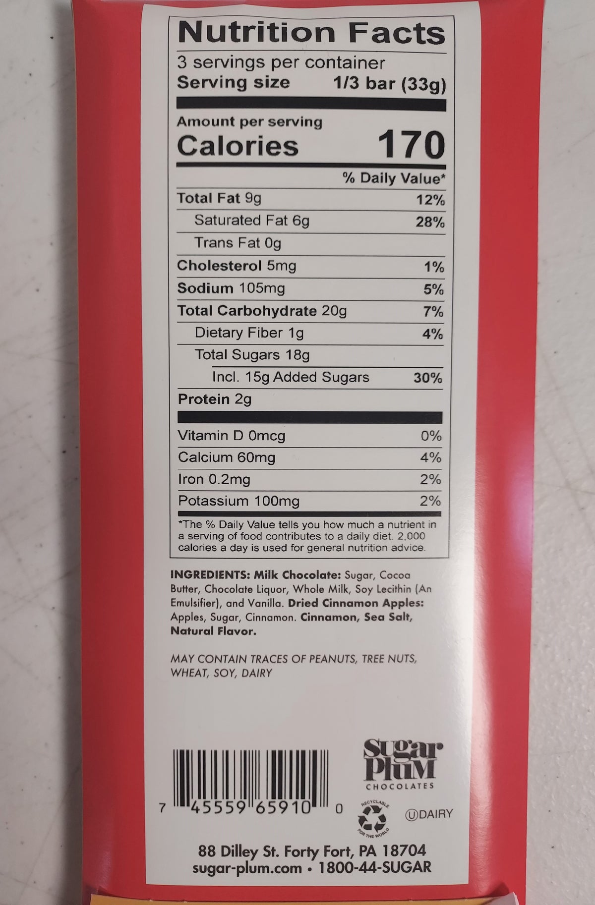 Apple Pie Bar Nutrition Facts photo