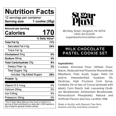 Easter Milk Chocolate-Covered Sandwich Cookies Assortment - 12 Pieces - Sugar Plum Chocolates Nutrition Facts
