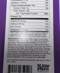 Nutrition facts label of Sugar Plum Nostalgic Chocolate Bars, detailing calorie count, ingredients, and allergy information.