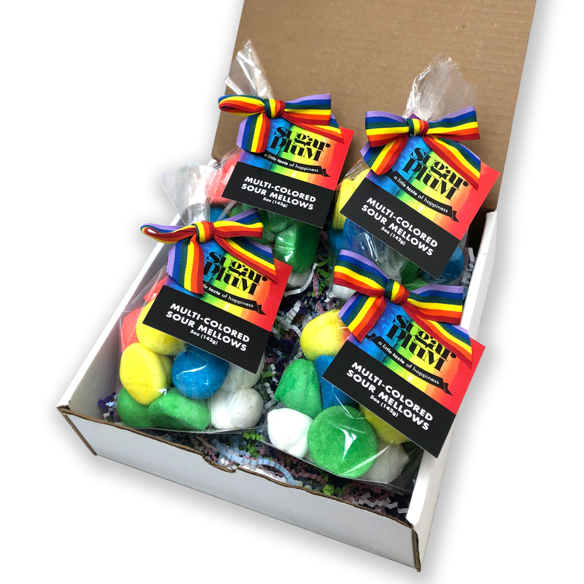 Pride Project Multi-colored Sour Mellows in a box.