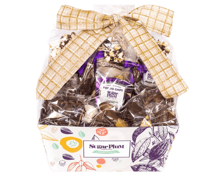 Gourmet Chocolate Gift Basket by Sugar Plum with Milk, Dark, and White Chocolate Treats - Perfect for Holidays and Birthdays