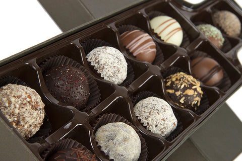 12 Assorted Chocolate Truffles in a Wine Bottle-Shaped Box
