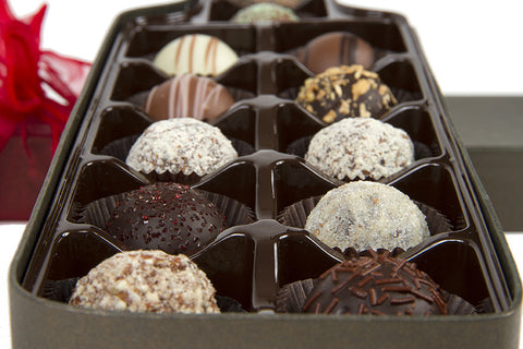 A close up of the Delicious Assorted Truffles of Sugar Plum Chocolate